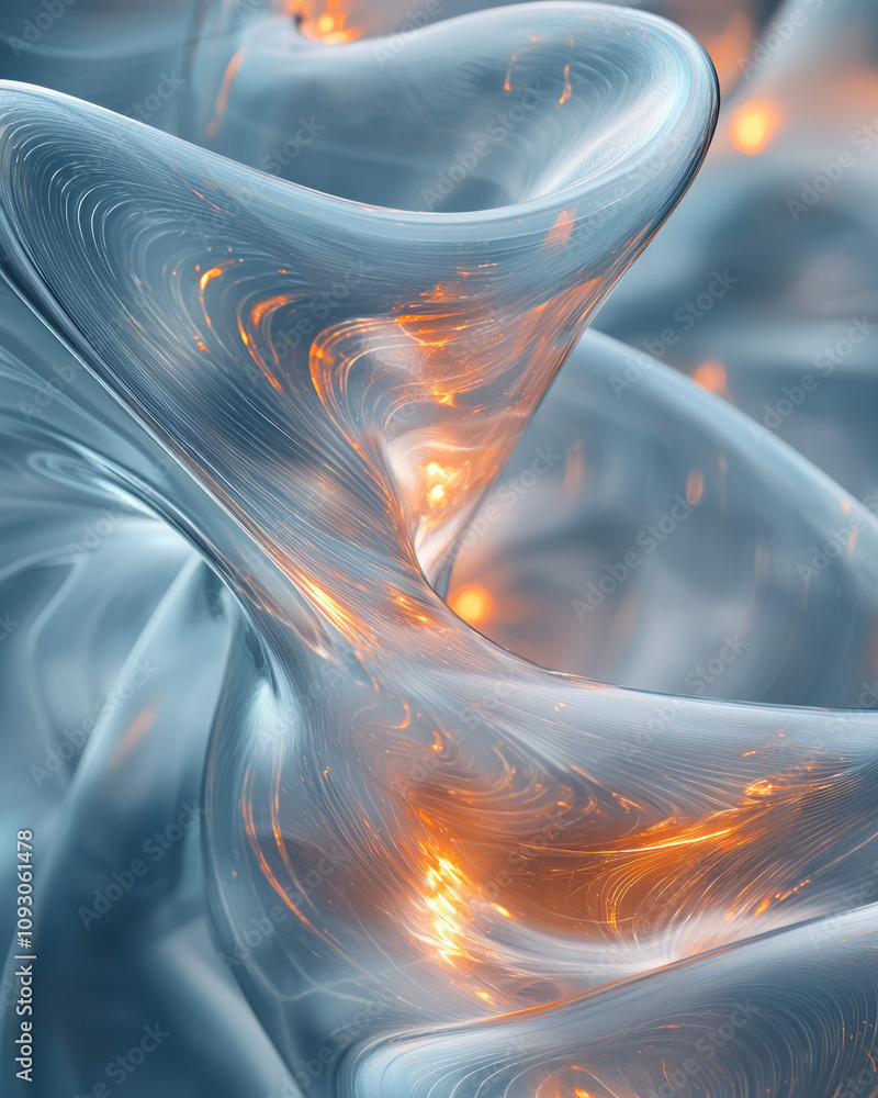 Aufkleber A futuristic interpretation of curved gradient glass layers, rendered with smooth textures and soft focus,