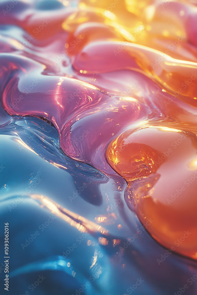 Aufkleber an artistic interpretation of fluid glass waves in vivid colors, with a focus on transparency and re