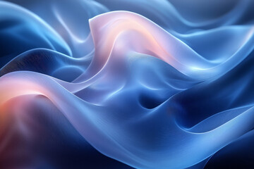 Fototapeta premium A mesmerizing abstract composition featuring fluid blue and black curved shapes, illuminated by a soft gradient light that enhances their dynamic movement,