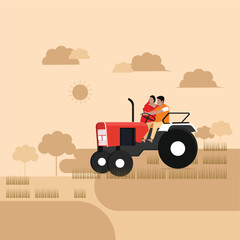 Indian Farmer In Farm Flat Vector