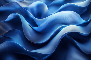 Obraz premium Sleek and modern blue and black fluid curves flowing organically, enhanced by gradient lighting that adds depth and dimension to the abstract design,