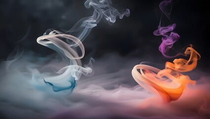 Multi color rings smoke backgroumd