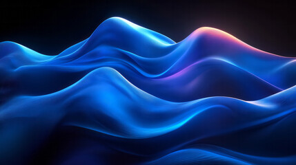 Obraz premium A futuristic abstract design of fluid blue and black curves, accented by gradient lighting that emphasizes their smooth, flowing lines and interconnectedness,