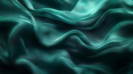 Obraz premium A sophisticated abstract design showcasing overlapping dark green and black fluid forms with delicate highlights, creating a harmonious balance of shadow and light,