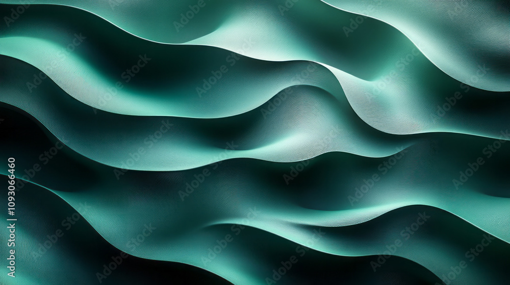 Aufkleber an artistic portrayal of dark green and black fluid shapes merging and diverging, accented by soft h