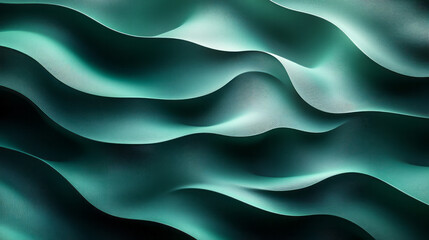 Obraz premium An artistic portrayal of dark green and black fluid shapes merging and diverging, accented by soft highlights that create a dynamic and visually engaging abstract scene,