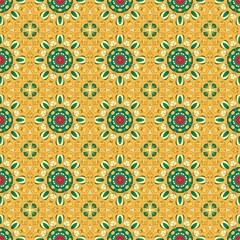 Vibrant Floral Pattern on Yellow Background