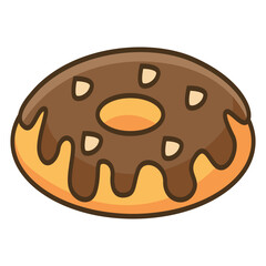 Chocolate donut on white background