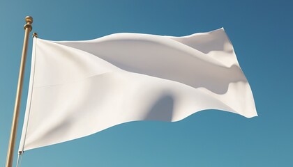 Waving white flag against blue sky photo realistic 458