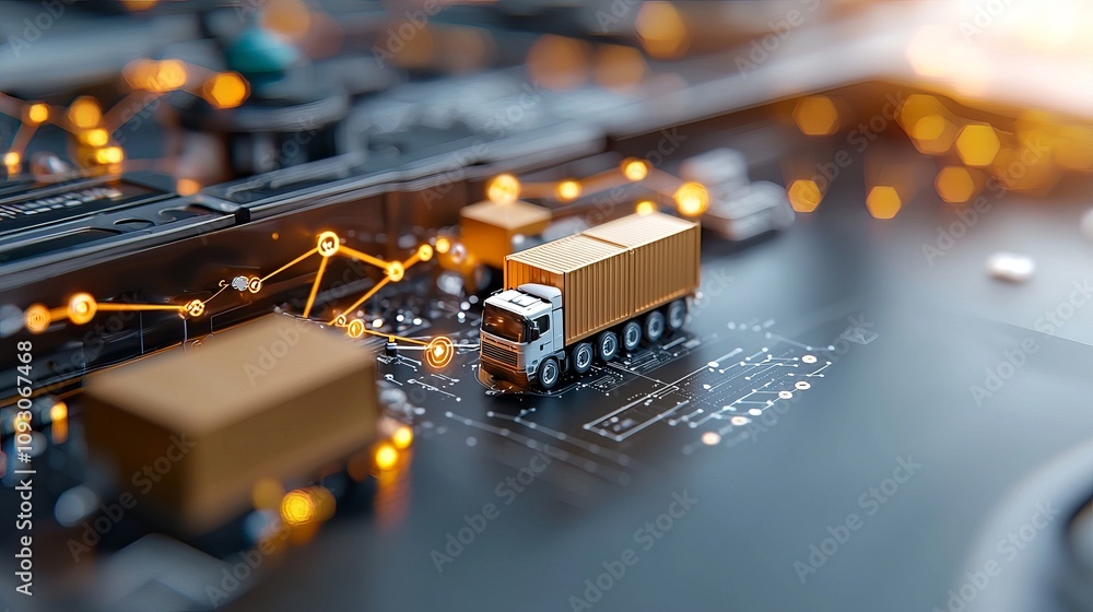 Aufkleber connecting smart contract nodes with logistics a visual representation of technology and transport i