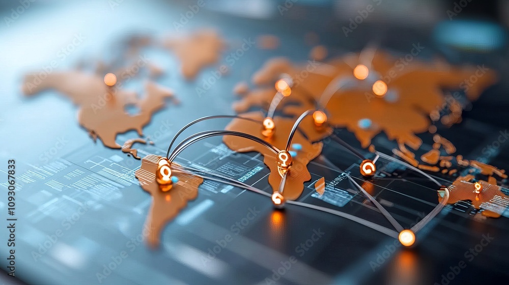 Poster smart contract nodes visualization connecting global networks digital landscape infographic technolo