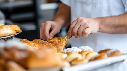 Local bakery displaying freshly baked goods with customers enjoying their treats