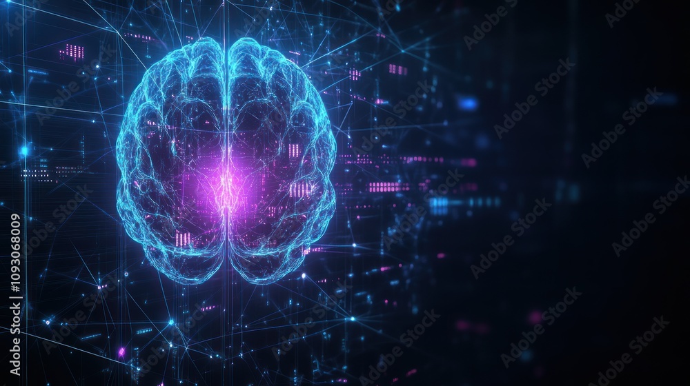 Poster Digital Brain Network Illustrating Complex Neural Connections