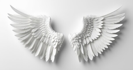 Obraz premium Elegant White Angel Wings Crafted from Paper with Exquisite Feather Details