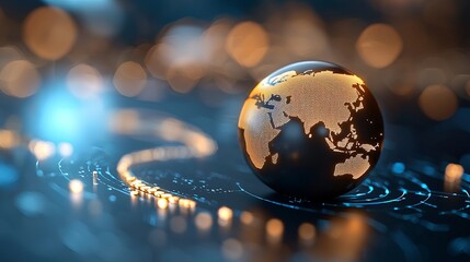 Futuristic trade corridor visualization with glowing elements global context digital art high-tech environment creative perspective conceptual representation