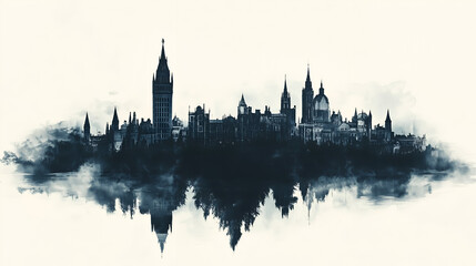 Fototapeta premium town skyline silhouette on white background