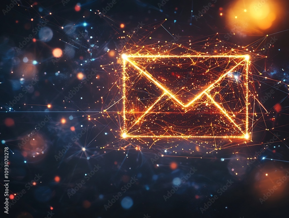 Poster ai powered email marketing campaign optimization with glowing algorithm