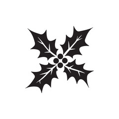 christmas holly tree branch green leaves pattern silhouette vector design