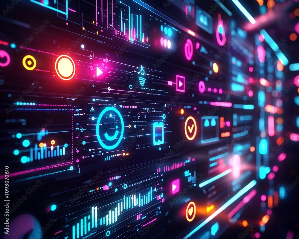 Poster glowing ai powered social media analytics dashboard for optimal content strategies