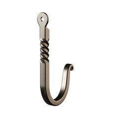 A metal hook with a twisted design