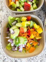 Meal Prep with Colorful Salads in Containers