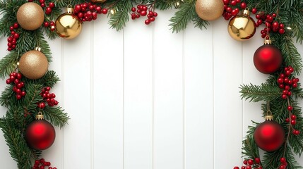Christmas frame background,gifts and ornaments,top view,copy space,banner,new year holiday concept