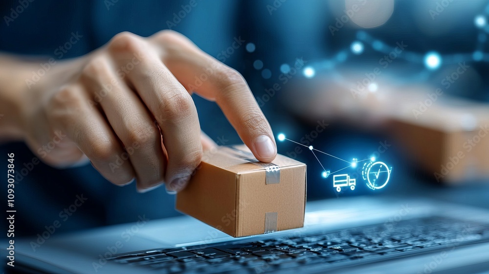 Poster streamlined logistics operations digital workspace high-resolution insights virtual environment focu