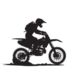 Motocross vector silhouette black color. Dirt Bike vector design. Dirt Bike logo icon black and white.