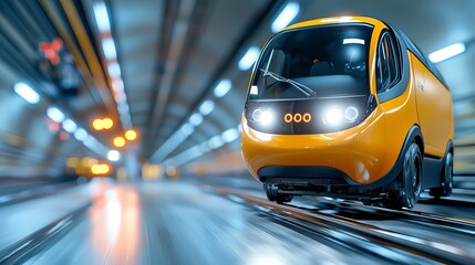 Robotic transport system in underground logistics facility high-tech environment futuristic viewpoint innovative concept for urban mobility