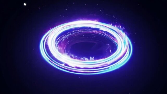A glowing energy portal with a neon-blue hue, symbolizing futuristic technology and interdimensional concepts.