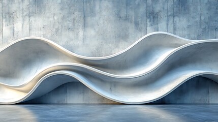 Modern abstract sea waves flowing over a concrete wall textured artistic background 3d rendering