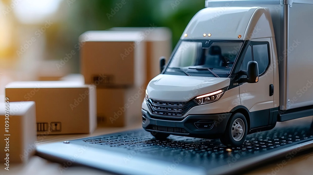 Poster innovative delivery solutions siamrat blockchain nodes linking fleet of delivery vans urban setting 