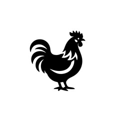 Silhouette Rooster Logo Design – Rustic Farm Animal Icon for Agriculture and Branding