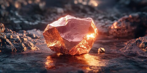 A raw copper nugget symbolizing natural resources and industrial value.