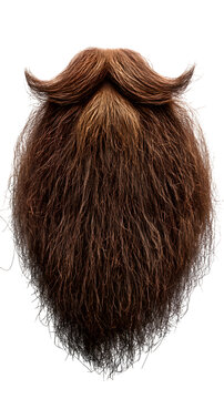 A long beard and mustache isolated on transparent background