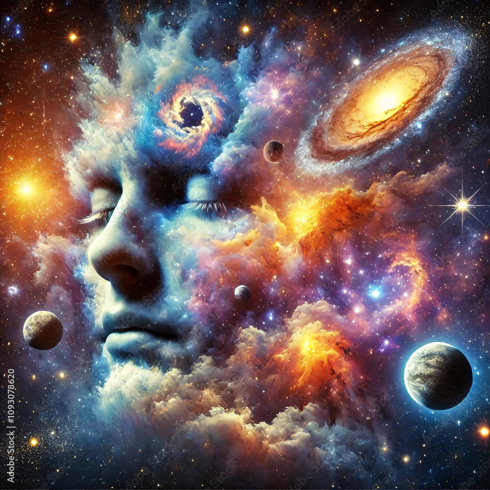 Poster cosmic dreams a journey through space and emotion digital art galactic landscape surreal perspective