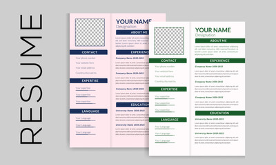 modern creative resume/cv and cover letter design template with multiple color variations.