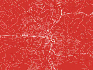 Christmas Map of Heidenheim an der Brenz, Germany in Snowy White on Festive Red Background.