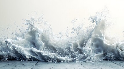 Obraz premium Minimal abstract sea waves clashing into concrete surface ocean-inspired composition 3d rendering