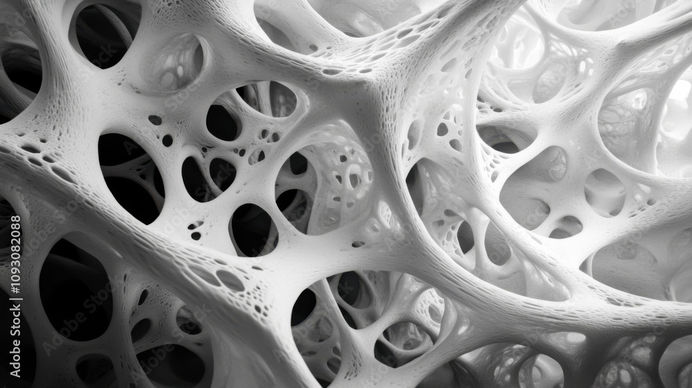Poster intricate abstract textures displaying organic forms and light patterns revealing a complex structur
