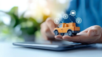 Innovative logistics solutions optimizing delivery services with smart contracts digital platforms business environment close-up view technology integration