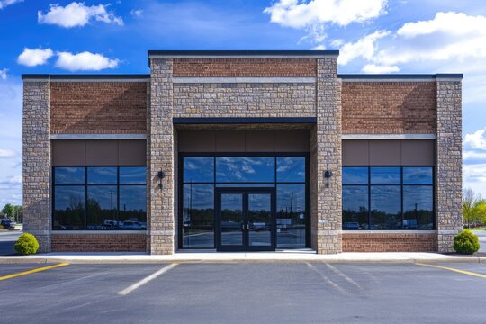 Modern Commercial Building with Glass Fa&Atilde;&sect;ade in a Corporate Business District