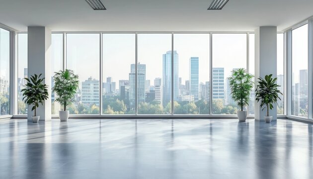 Spacious office with windows ideal for use as a professional backdrop in video conferences.