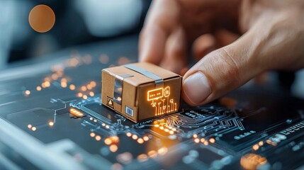 Iot sensors revolutionizing cargo management shipping industry digital visualization urban environment close-up viewpoint smart logistics concept