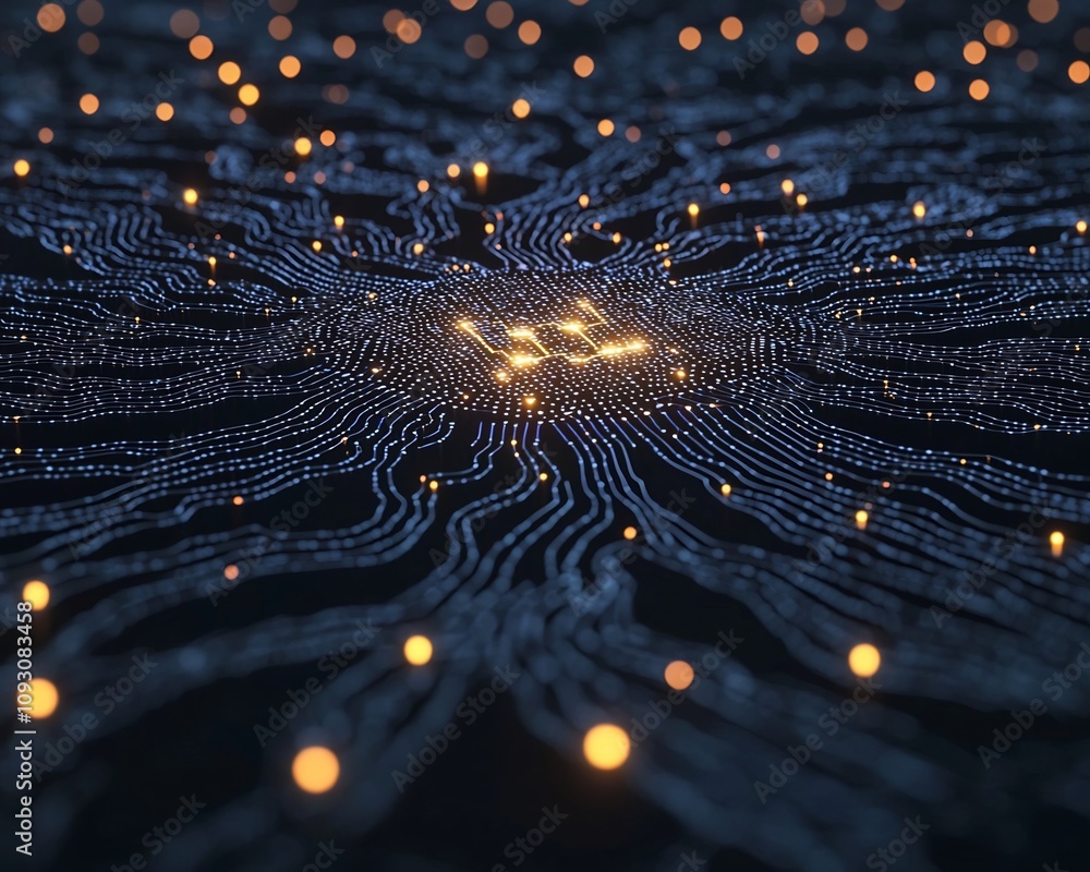 Poster glowing neural network analyzing past campaigns to optimize future marketing strategies with insight