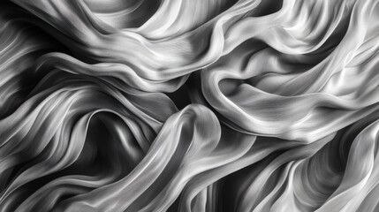 Detailed monochromatic study of flowing fabric in intricate folds highlighting texture and movement, showcasing artistic talent and skillful shading