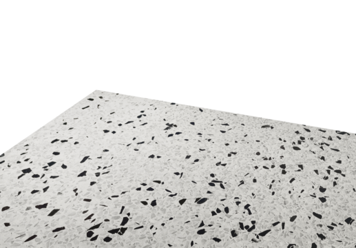 top view of terrazzo stone table top showing corner of table isolated on background with clipping path. stone texture table background. grainy marble table surface for product display. empty counter.