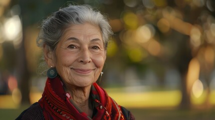 Close-up of an older woman smiling warmly
