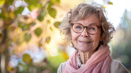 Close-up of an older woman smiling warmly
