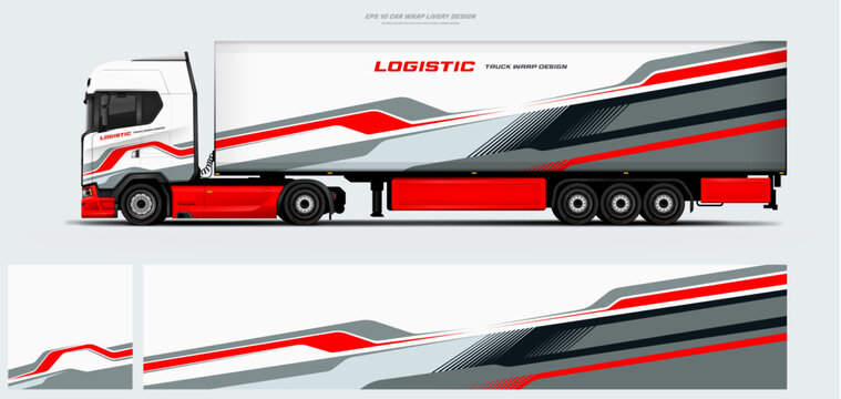 truck and trailer wrap livery design. vector file printing below. branding mockup with racing wrap decal or livery design